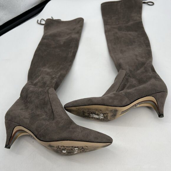 Sam Edleman Kristie Over The Knee Pointed Toe Kitten Heel Taupe Women's 9.5 - Picture 4 of 14